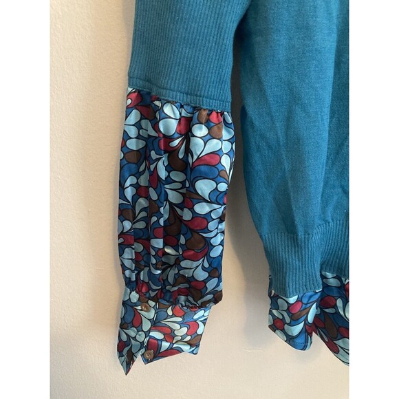 Bisou Bisou Women’s Fall Sweater Multicolor V-Neck Collared Layered Size Large - Picture 12 of 16